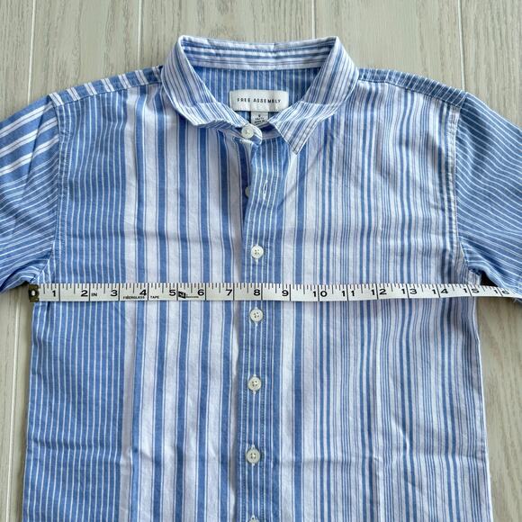 Free Assembly Boy's Small (6/7) Striped White Blue Button Dress Shirt - Picture 7 of 8